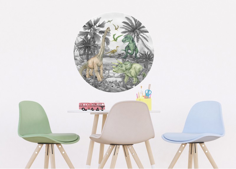 Dávný svět, AG Design, kruhová samolepící vliesová fototapeta do dětského pokoje 70x70