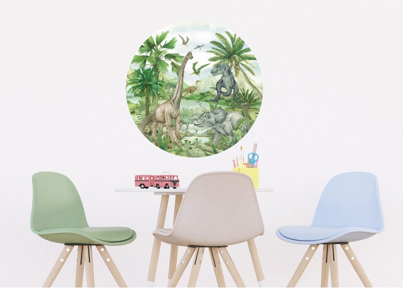 Dávný svět, AG Design, kruhová samolepící vliesová fototapeta do dětského pokoje 70x70