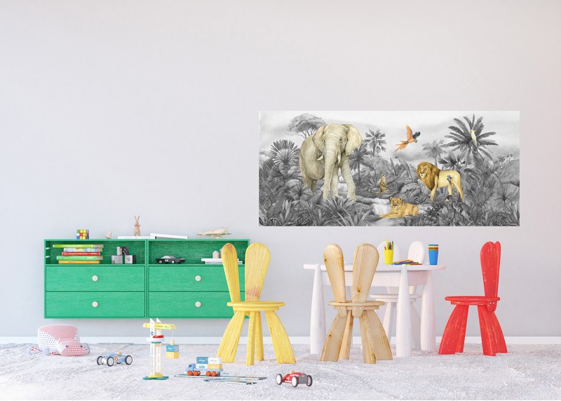 Zvířata divočiny, AG Design, fototapeta do dětského pokoje, lepidlo součástí balení, 170x75