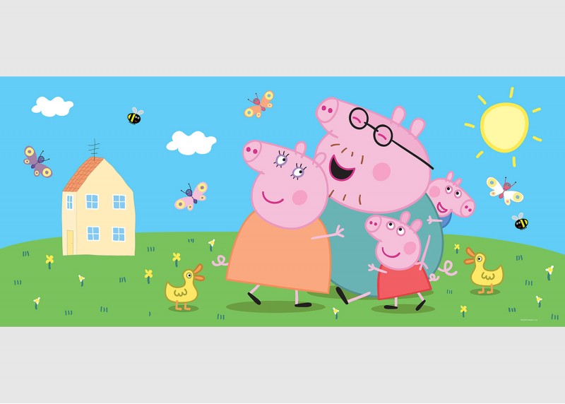 Prasátko Peppa s rodinou, AG Design, fototapeta do dětského pokoje, lepidlo součástí balení, 170x75