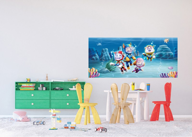 Tlapková patrola zasahuje pod vodní hladinou , AG Design, fototapeta do dětského pokoje, lepidlo součástí balení, 170x75