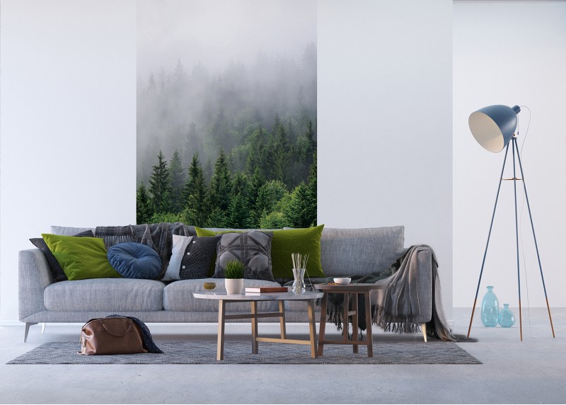 Vrcholky stromů v mlze, AG Design, fototapeta ekologická vliesová do obývacího pokoje, ložnice, jídelny, kuchyně, lepidlo součástí balení, 150x270