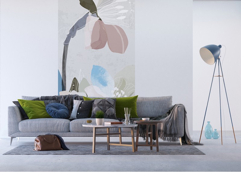 Malované květy, AG Design, fototapeta ekologická vliesová do obývacího pokoje, ložnice, jídelny, kuchyně, lepidlo součástí balení, 150x270
