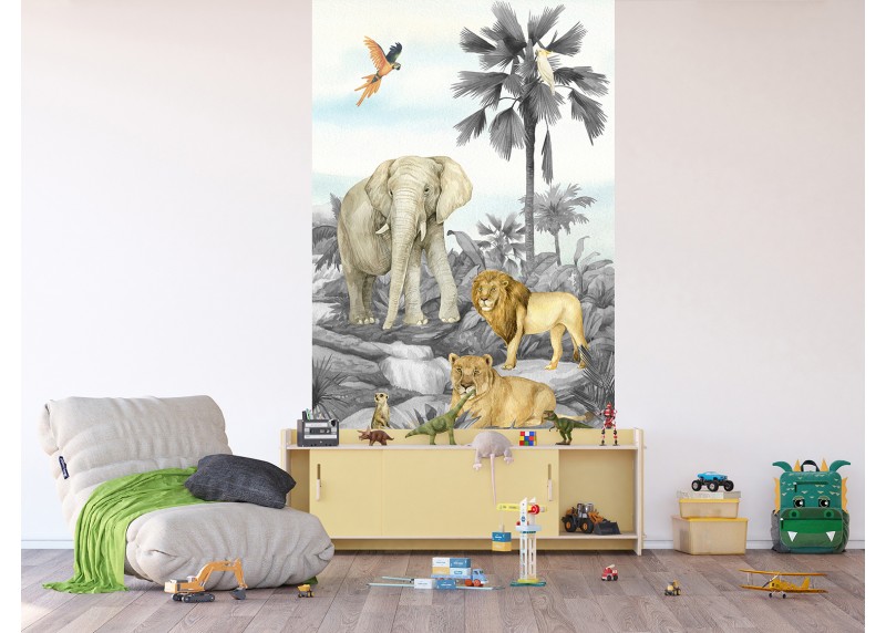 Zvířata divočiny, AG Design, fototapeta do dětského pokoje, lepidlo součástí balení, 150x270