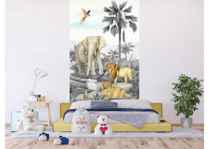Zvířata divočiny, AG Design, fototapeta do dětského pokoje, lepidlo součástí balení, 150x270