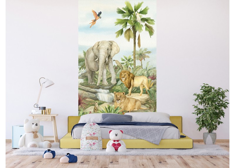 Zvířata divočiny, AG Design, fototapeta do dětského pokoje, lepidlo součástí balení, 150x270