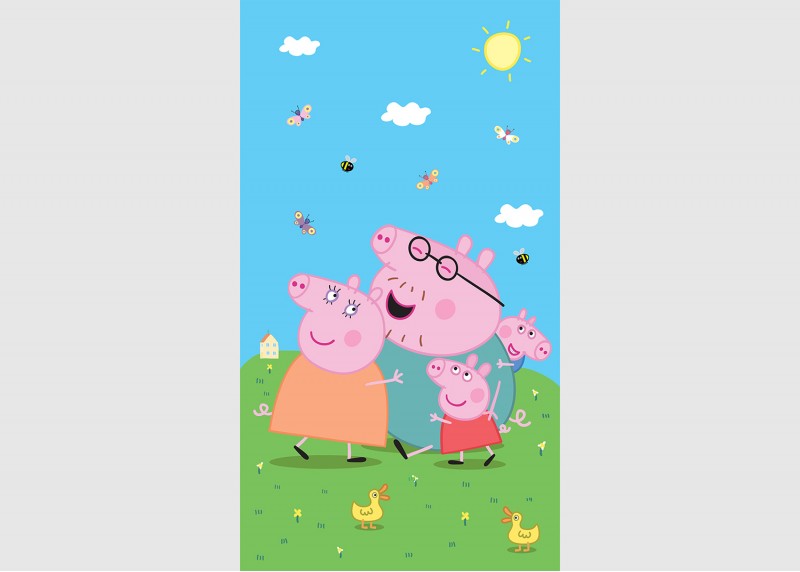 Prasátko Peppa s rodinou, AG Design, fototapeta do dětského pokoje, lepidlo součástí balení, 150x270