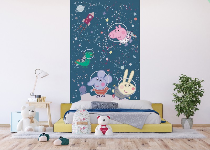Prasátko Peppa vesmírné dobrodružství , AG Design, fototapeta do dětského pokoje, lepidlo součástí balení, 150x270