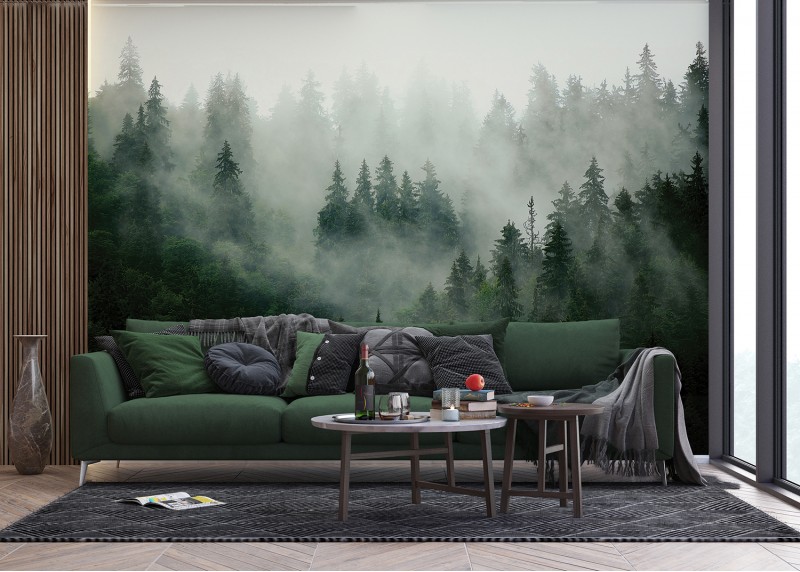Lesní mlha, AG Design, fototapeta ekologická vliesová do obývacího pokoje, ložnice, jídelny, kuchyně, lepidlo součástí balení, 375x270