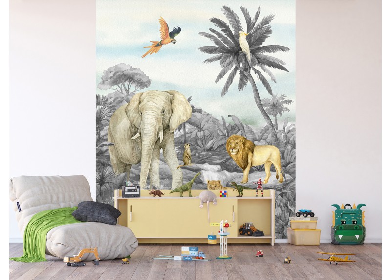 Zvířata divočiny, AG Design, fototapeta do dětského pokoje, lepidlo součástí balení, 225x270