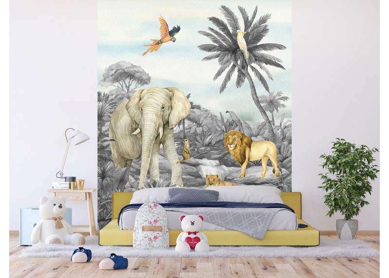 Zvířata divočiny, AG Design, fototapeta do dětského pokoje, lepidlo součástí balení, 225x270
