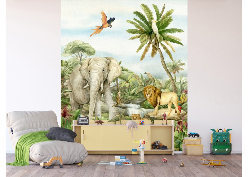 Zvířata divočiny, AG Design, fototapeta do dětského pokoje, lepidlo součástí balení, 225x270
