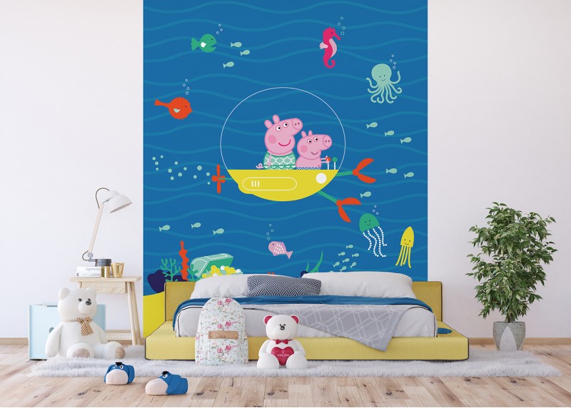 Prasátko Peppa podvodní dobrodružství, AG Design, fototapeta do dětského pokoje, lepidlo součástí balení, 225x270