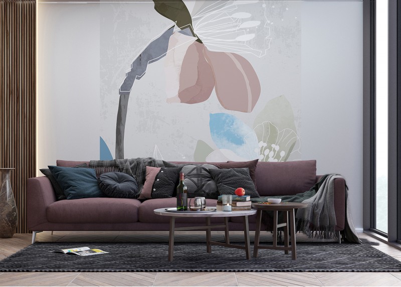 Malované květy, AG Design, fototapeta ekologická vliesová do obývacího pokoje, ložnice, jídelny, kuchyně, lepidlo součástí balení, 225x270