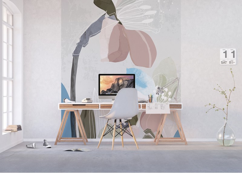 Malované květy, AG Design, fototapeta ekologická vliesová do obývacího pokoje, ložnice, jídelny, kuchyně, lepidlo součástí balení, 225x270