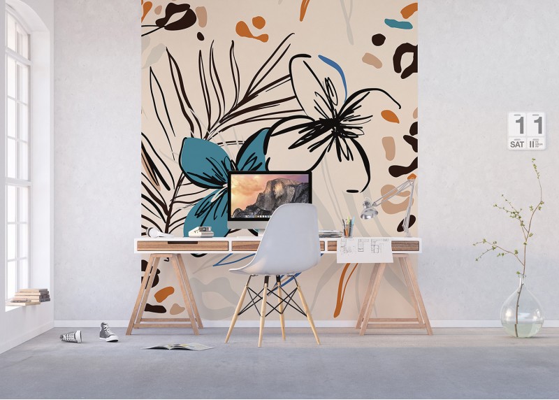 Květinová malba, AG Design, fototapeta ekologická vliesová do obývacího pokoje, ložnice, jídelny, kuchyně, lepidlo součástí balení, 225x270