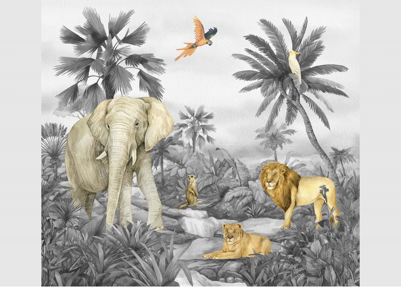 Zvířata divočiny, AG Design, fototapeta do dětského pokoje, lepidlo součástí balení, 300x270
