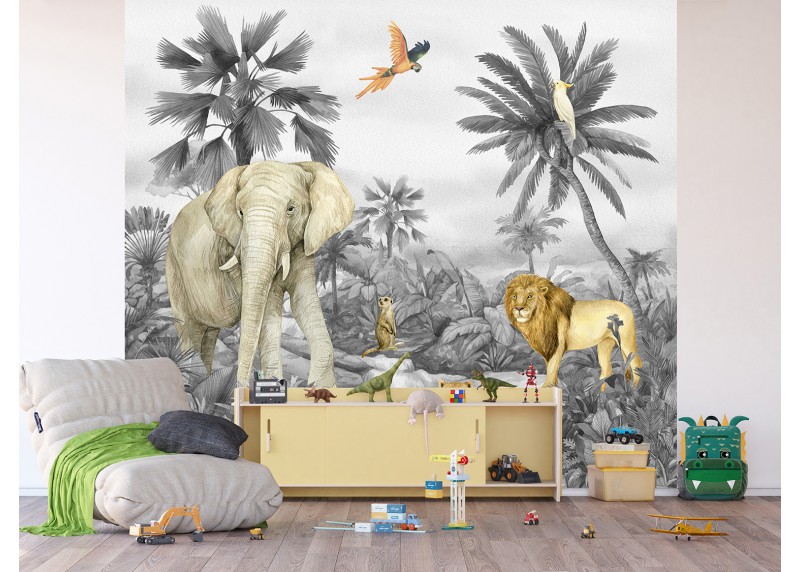 Zvířata divočiny, AG Design, fototapeta do dětského pokoje, lepidlo součástí balení, 300x270