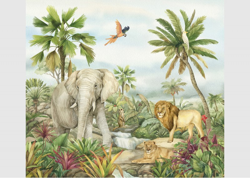 JUNGLE , AG Design, fototapeta do dětského pokoje, lepidlo součástí balení, 300x270