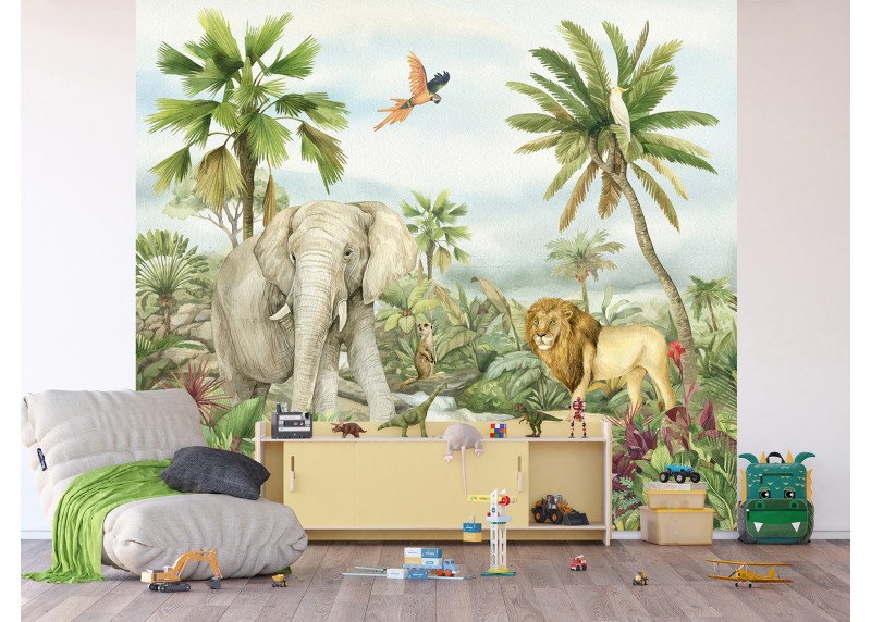 JUNGLE , AG Design, fototapeta do dětského pokoje, lepidlo součástí balení, 300x270