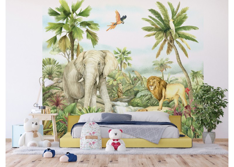 JUNGLE , AG Design, fototapeta do dětského pokoje, lepidlo součástí balení, 300x270