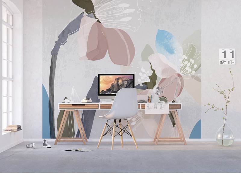 Malované květy, AG Design, fototapeta ekologická vliesová do obývacího pokoje, ložnice, jídelny, kuchyně, lepidlo součástí balení, 300x270