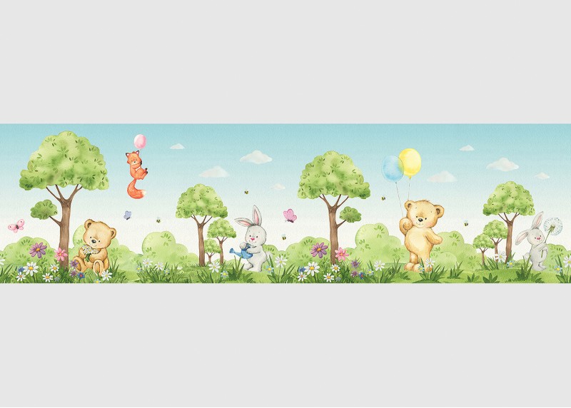 Medvídek , samolepící bordura pro dětské pokoje, AG Design 9.7 cm x 5 m, WBD 8127-006 