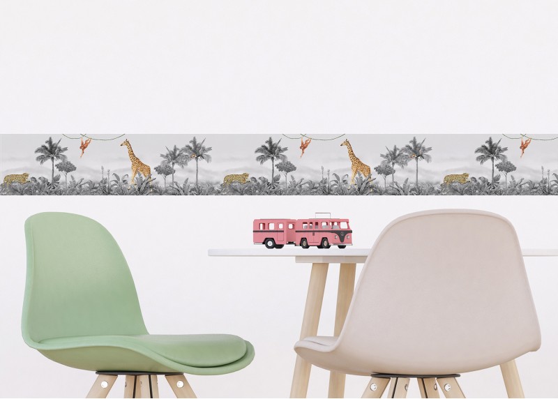 JUNGLE , samolepící bordura pro dětské pokoje, AG Design 9.7 cm x 5 m, WBD 8129-008 
