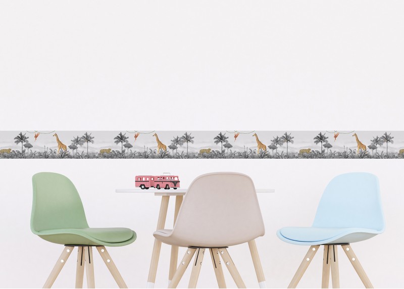 JUNGLE , samolepící bordura pro dětské pokoje, AG Design 9.7 cm x 5 m, WBD 8129-008 