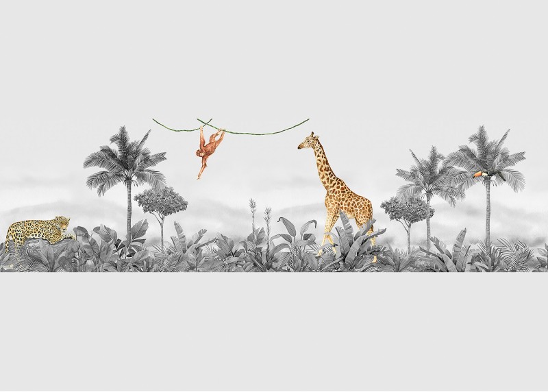 JUNGLE , samolepící bordura pro dětské pokoje, AG Design 9.7 cm x 5 m, WBD 8129-008 