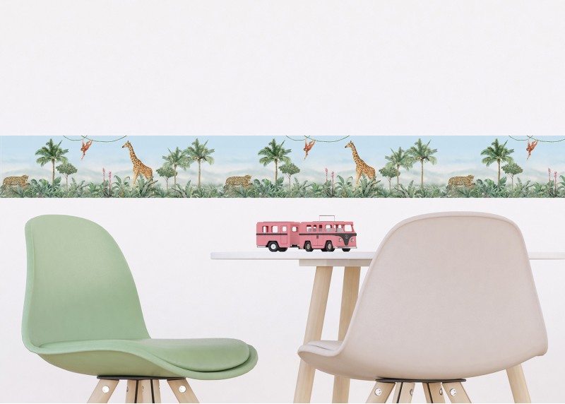 JUNGLE , samolepící bordura pro dětské pokoje, AG Design 9.7 cm x 5 m, WBD 8131-009 