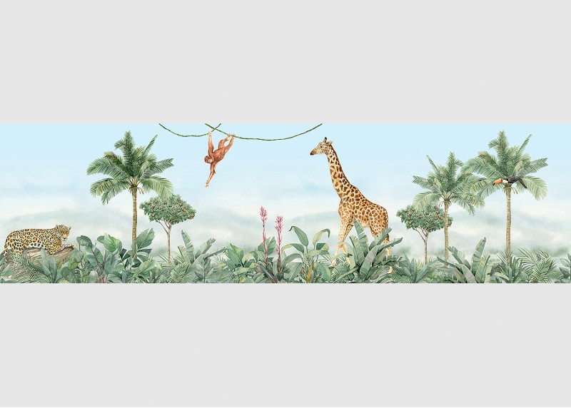 JUNGLE , samolepící bordura pro dětské pokoje, AG Design 9.7 cm x 5 m, WBD 8131-009 