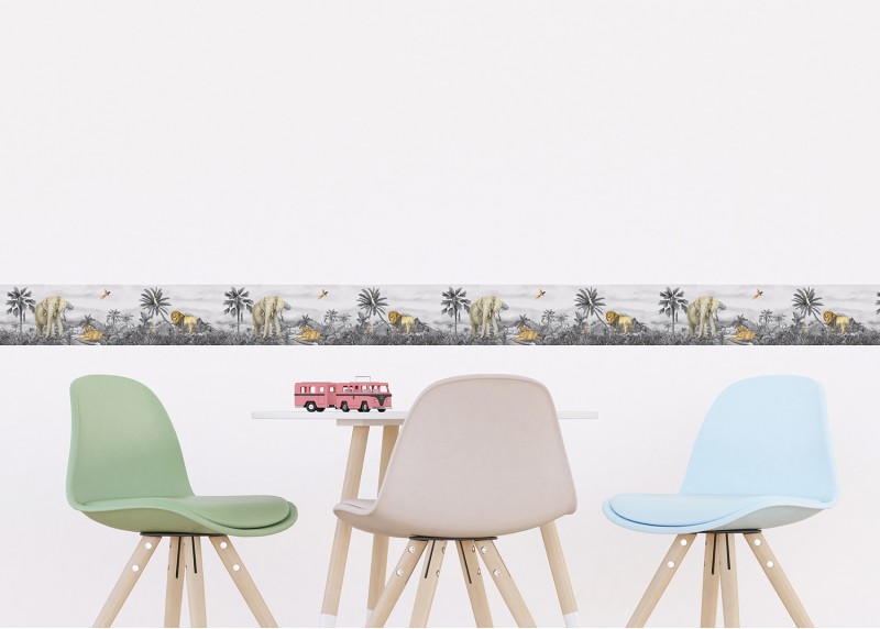 JUNGLE , samolepící bordura pro dětské pokoje, AG Design 9.7 cm x 5 m, WBD 8133-003 
