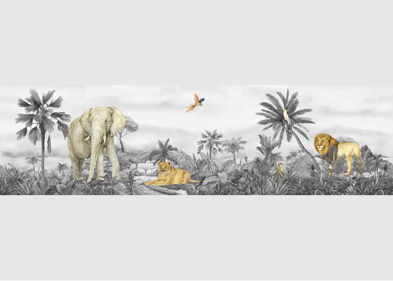 JUNGLE , samolepící bordura pro dětské pokoje, AG Design 9.7 cm x 5 m, WBD 8133-003 