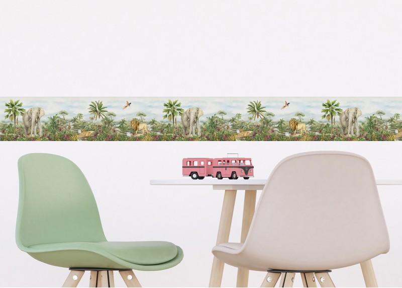 JUNGLE , samolepící bordura pro dětské pokoje, AG Design 9.7 cm x 5 m, WBD 8135-004 
