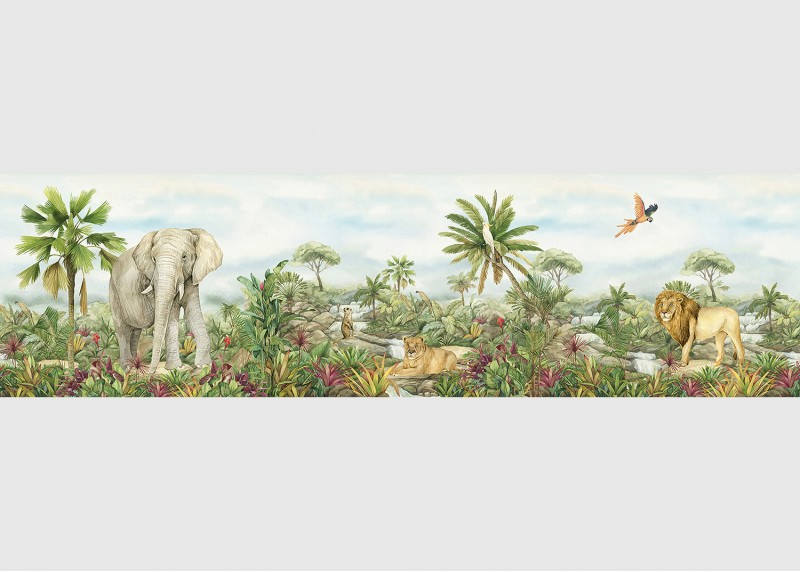 JUNGLE , samolepící bordura pro dětské pokoje, AG Design 9.7 cm x 5 m, WBD 8135-004 