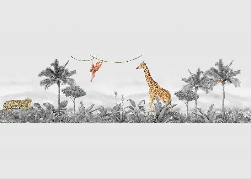 JUNGLE , samolepící bordura pro dětské pokoje, AG Design 13.8 cm x 5 m, WBD 8175-008