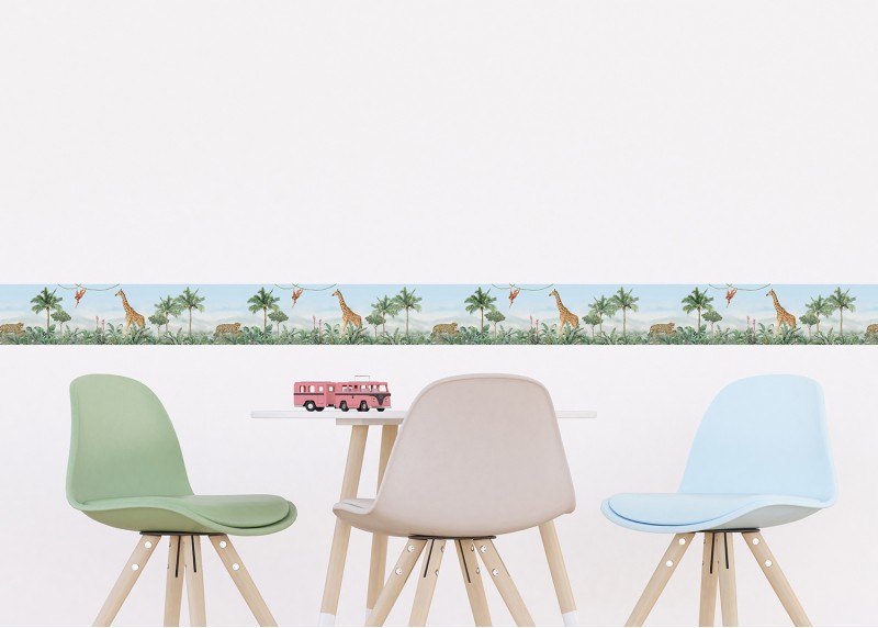 JUNGLE , samolepící bordura pro dětské pokoje, AG Design 13.8 cm x 5 m, WBD 8177-009
