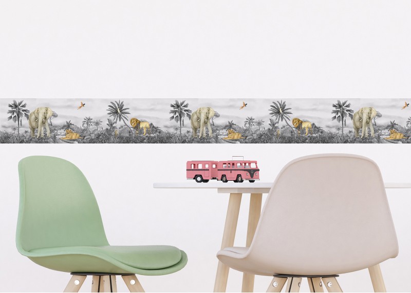 JUNGLE , samolepící bordura pro dětské pokoje, AG Design 0,138 x 5 m, WBD 8179-003