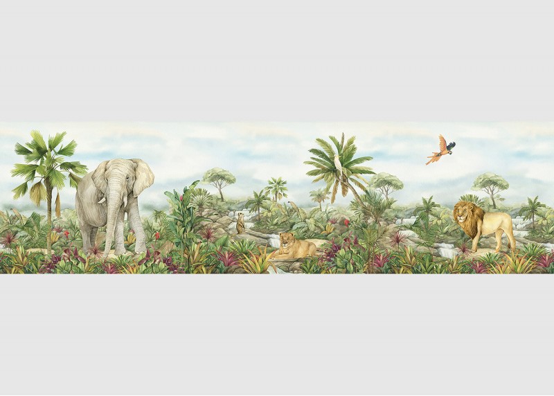 JUNGLE , samolepící bordura pro dětské pokoje, AG Design 0,138 x 5 m, WBD 8181-004