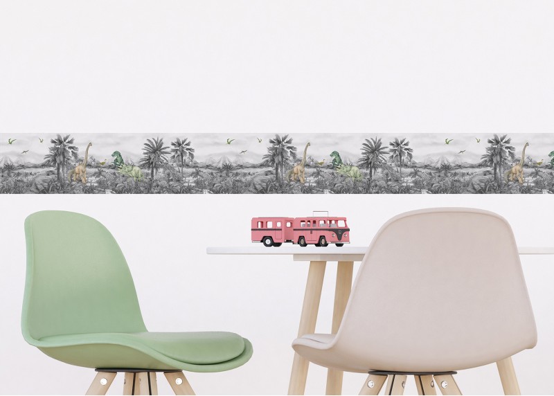 DINO , samolepící bordura pro dětské pokoje, AG Design 13.8 cm x 5 m, WBD 8183-001