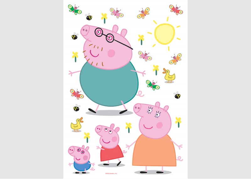 Samolepka na zeď dětská,  AG Design, DK 1647 - 601, Prasátko Peppa  , 42,5x65 cm