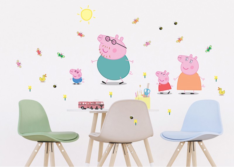 Samolepka na zeď dětská,  AG Design, DK 1647 - 601, Prasátko Peppa  , 42,5x65 cm