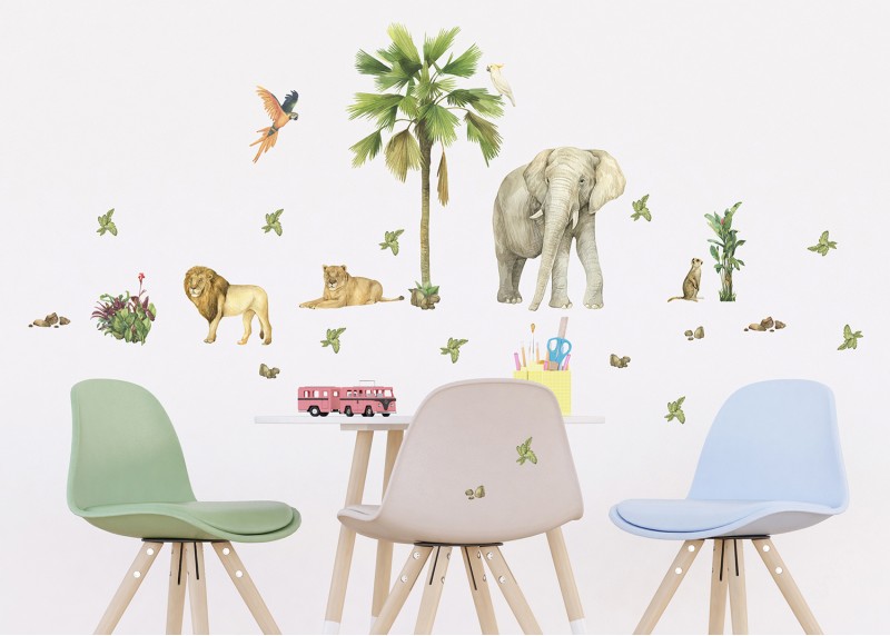 Samolepka na zeď dětská,  AG Design, DK 1743 - 004, JUNGLE, 42,5x65 cm
