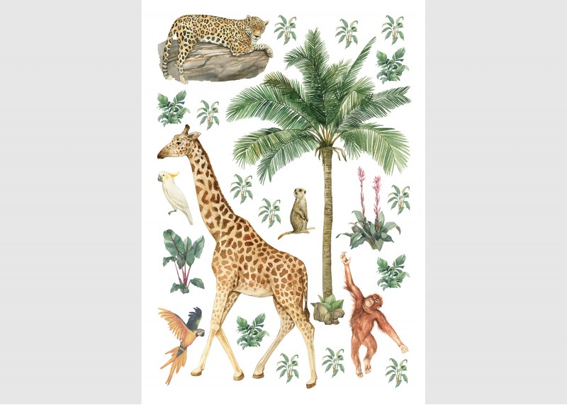 Samolepka na zeď dětská,  AG Design, DK 1745 - 009, JUNGLE, 42,5x65 cm