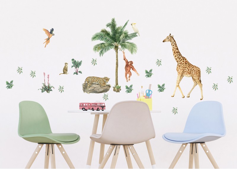 Samolepka na zeď dětská,  AG Design, DK 1745 - 009, JUNGLE, 42,5x65 cm