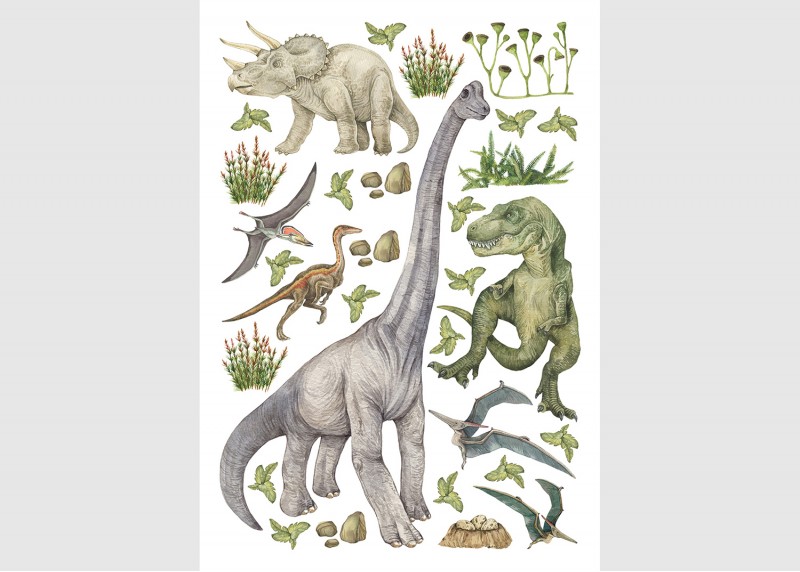 Samolepka na zeď dětská,  AG Design, DK 1747 - 002, DINO, 42,5x65 cm