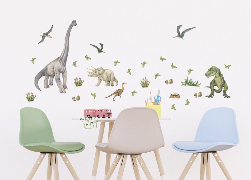 Samolepka na zeď dětská,  AG Design, DK 1747 - 002, DINO, 42,5x65 cm