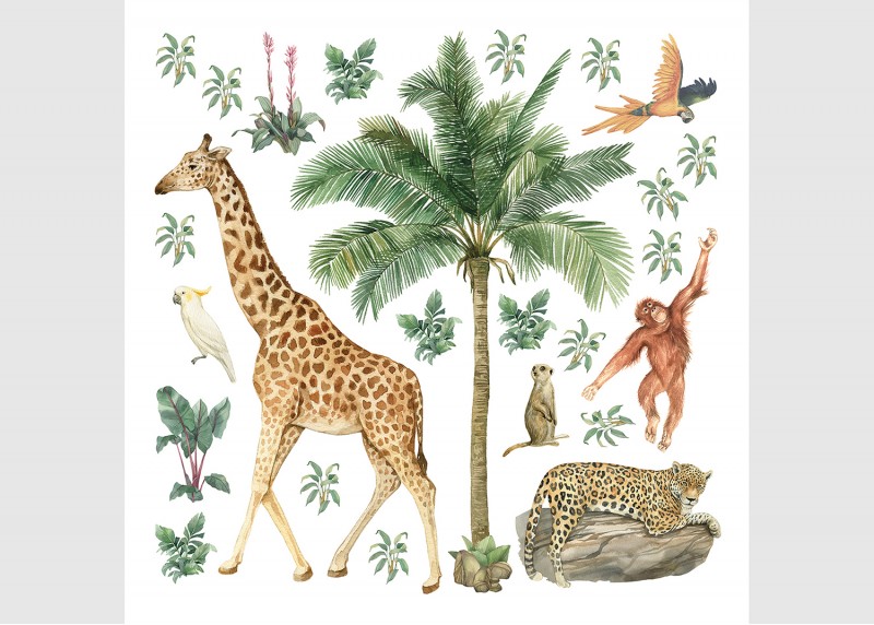 Samolepka na zeď dětská,  AG Design, JUNGLE  , 30x30 cm,DKS 3819 - 009