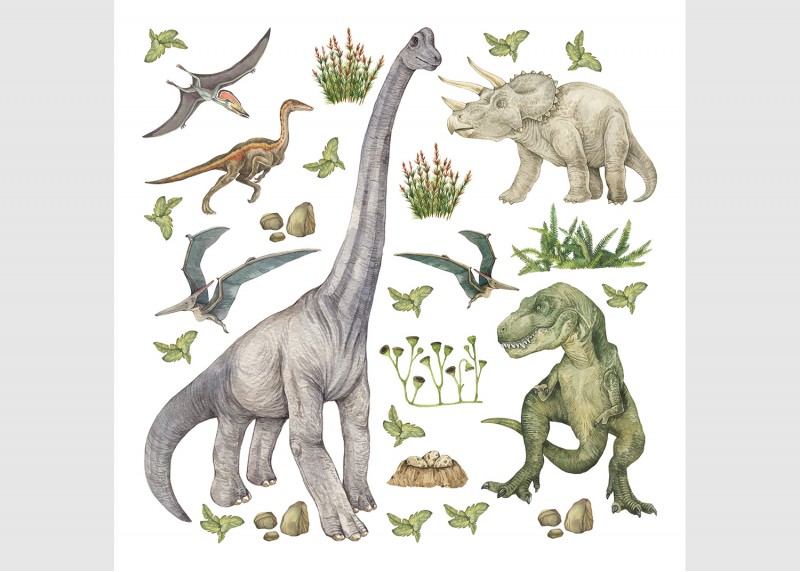 Samolepka na zeď dětská,  AG Design, DKS 3821 - 003, DINO  , 30x30 cm